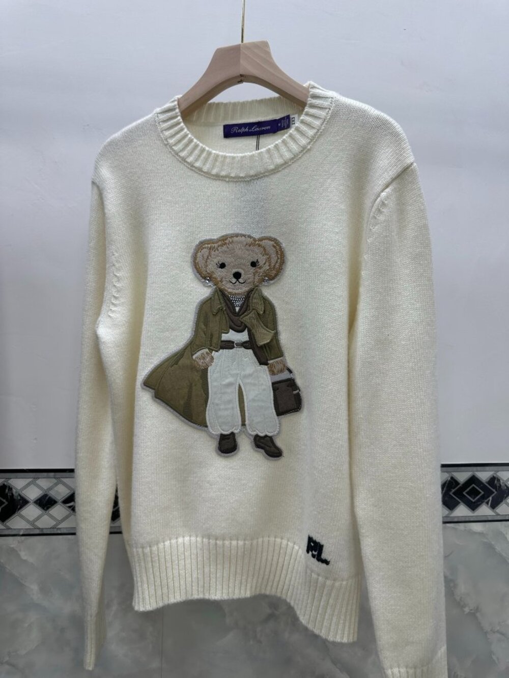 🧸 Ralph Lauren Polo Bear Cashmere Crewneck Sweater White